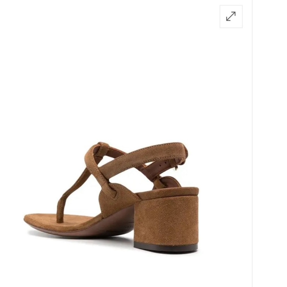 L’ AUTRE CHOSE T-Strap, Suede Block-Heel Sandals - Brown 40 - Picture 4 of 10